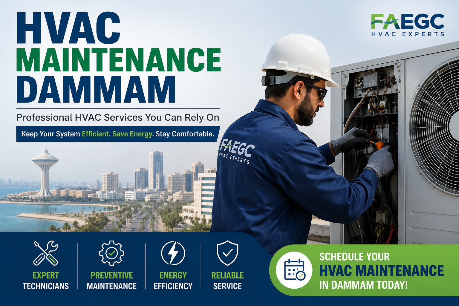 HVAC Maintenance Dammam by FAEGC providing professional AC and commercial HVAC maintenance services in Saudi Arabia